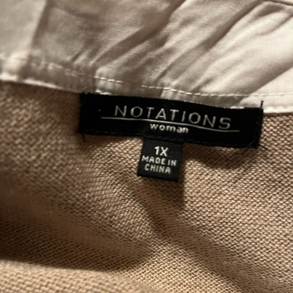 Notations Lightweight Knit Sweater with Beige Owl Design 1X - Picture 5 of 10